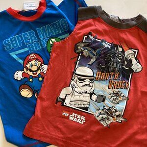 2 Boys T Shirts Short Sleeve + Sleeveless Super Mario Lego Star Wars 6 Years